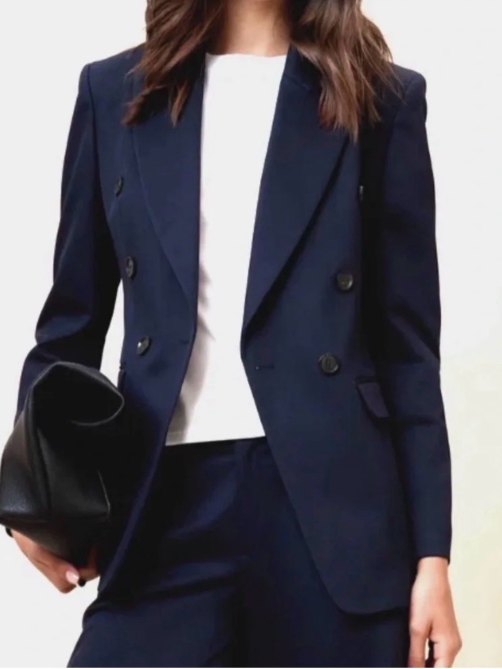 Banana Republic Stretch Cotton Icon Blazer Navy Double Breasted  4